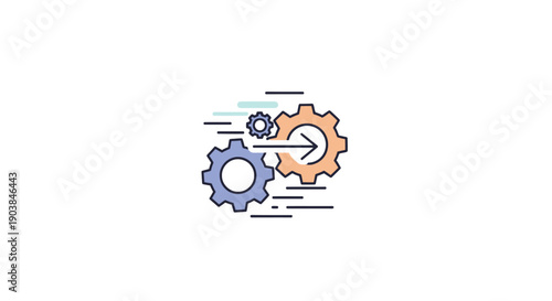 Interconnected Gears Mechanism Illustration.