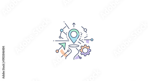 Navigation and Planning Concept with Map Pin and Icons.