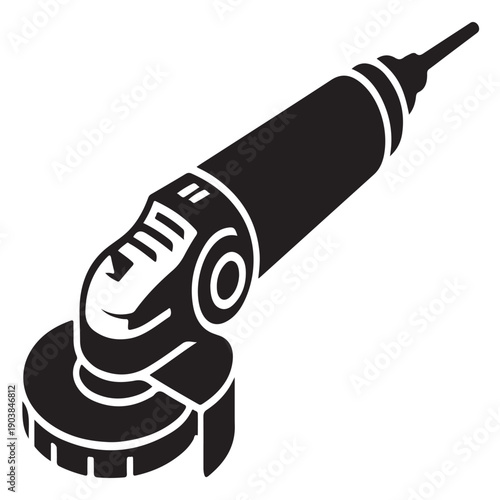 Angle grinder tool vector image with transparent background, power tool for grinding and cutting, industrial equipment for construction work, essential device for workshop use