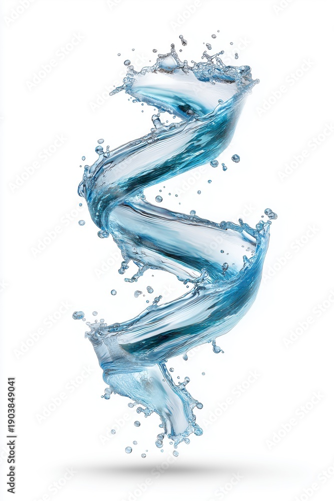 Obraz premium Spiral water splash forming dynamic shape representing fluid motion purity energy and natural element visualization in modern abstract design concept