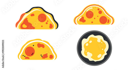 Omelette Line art filled color trendy design