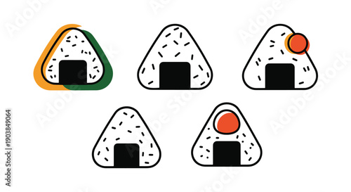 Onigiri Line art color filled abstract design