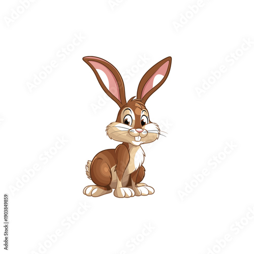 Adorable Happy Hare Character in Nature Illustration
Smiling Vector Bunny on Isolated White Background.