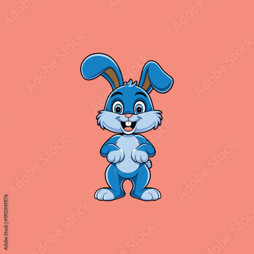 Cute Cartoon Gray Bunny Rabbit Sitting on Green Grass
Adorable Happy Hare Character in Nature Illustration.