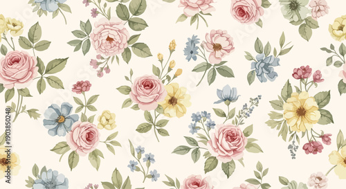 Decorative Vibrant Spring Flower Pattern
