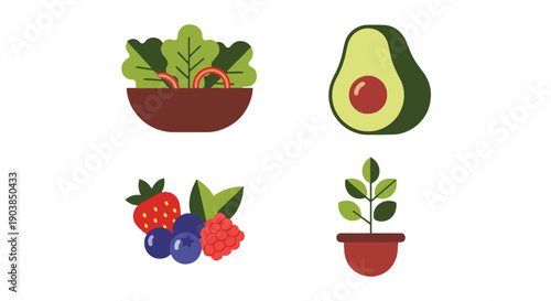 Plant Based Food color line art clean design