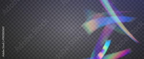 Iridescent Prism Background. Rainbow Light Leak Effect.  Bokeh Aura And Abstract Shine With Diamond Rays And Lens Refraction. Iridescent Crystal Prism Background With Light.