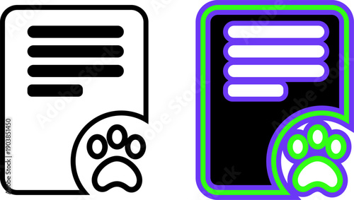 Pet Health Record Icon for Veterinary Clinic and Animal Insurance