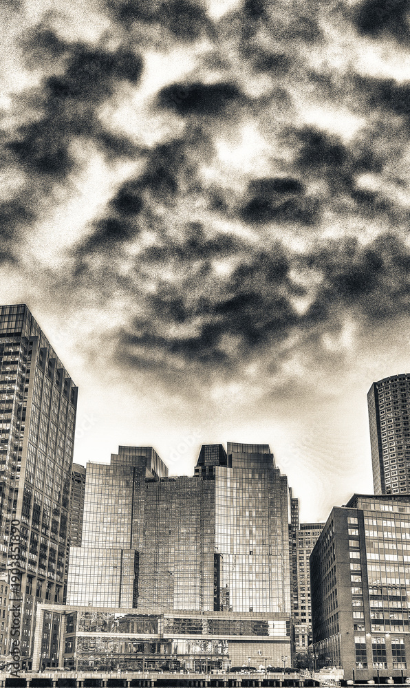 Fototapeta premium Boston city skyline on a beautiful evening