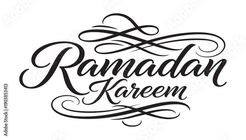 Ramadan kareem vector calligraphy lettering with flourish ornaments for holy month greeting design