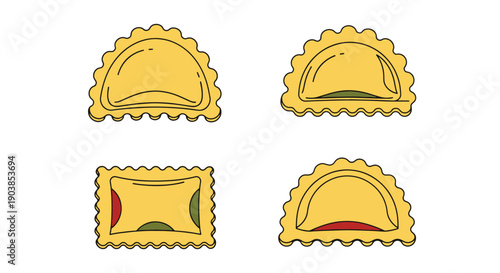 Ravioli Line art colorful