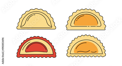 Ravioli Line art filed color clean design