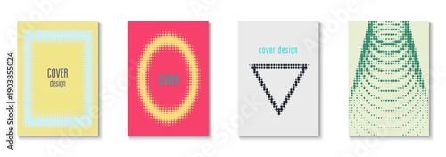 Wave Poster Set. Cool Circles In Minimal Layout. Minimalistic Brochure In 2d Frame. Business Flyer. Minimalist Music Pattern. Geometric Abstract Texture. Trendy Wave Poster