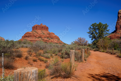 Beautiful view of Bell Rock on a bright sunny morning in Sedona Arizona