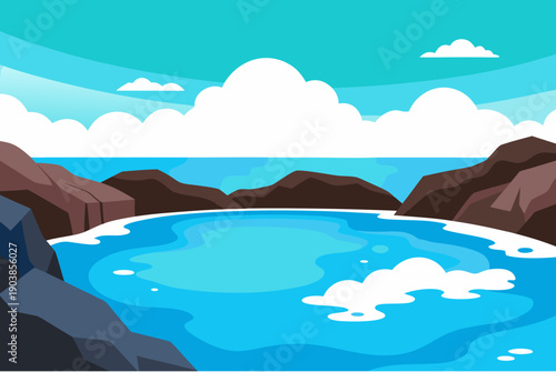 landscape with mountains and sea