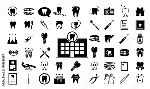 Dental icons and symbols collection