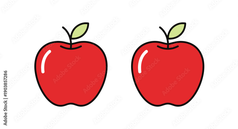 Fototapeta premium Red Apple Line art premium color outline design