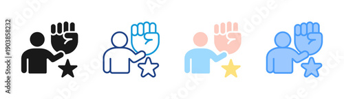 Star Success icon set multiple style collection