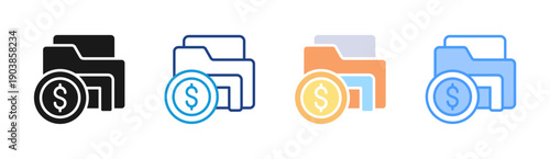 Financial Goal icon set multiple style collection