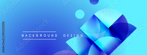 Abstract blue gradients create dynamic circular shapes. Text reads background design. Modern, clean aesthetic suitable for digital projects.