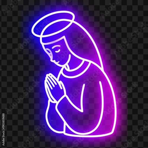 Neon Praying Woman Design