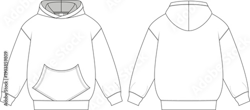 Relaxed Fit Hoodie Flat Sketch