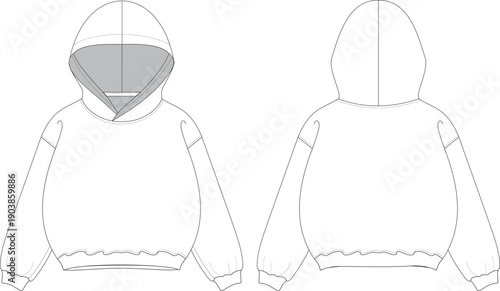 Baggy Hoodie Flat Sketch