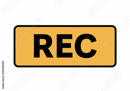 Bold 'REC' symbol prominently displayed on a vibrant orange background, signifying an ongoing recording operation on any digital device or broadcast