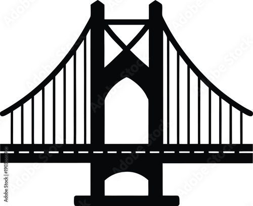 Golden gate bridge silhouette flat bold style iconic san francisco landmark Vector illustration