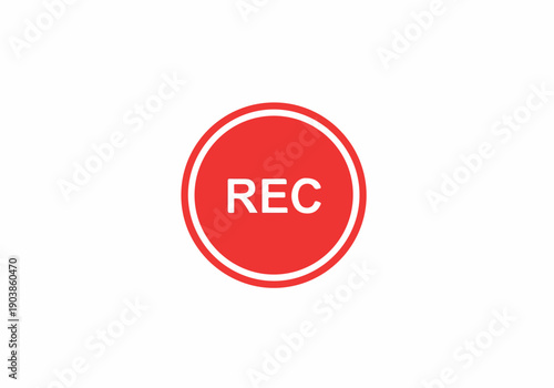 Bright red 'REC' button indicating active recording for video production or live streaming, symbolizing a multimedia broadcast in progress