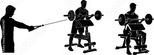 Silhouette of a person exercising with adjustable dumbbells