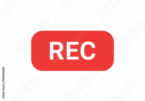 Bold red 'REC' graphic signifying an active recording state, ideal for illustrating live broadcasts, video production, or audio sessions across digital platforms