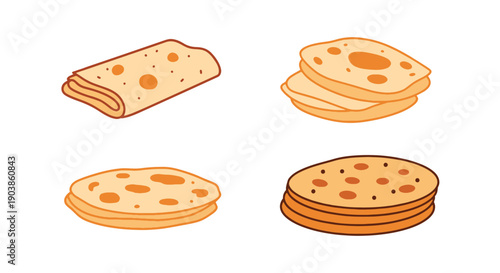 Roti Line art vector color filled modern design