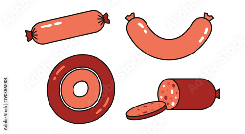 Sausage Line art vibrant color