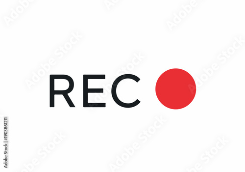 A clear visual representation of a recording status, featuring the 'REC' abbreviation and a prominent red circle, ideal for conveying live capture in various media applications and digital interfaces