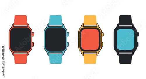 Smart Watches Line colorful digital illustration