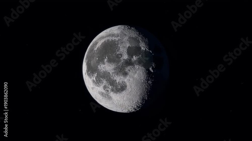 Full Moon in Night Sky Motion Background, Realistic Moon on Black Background Animation