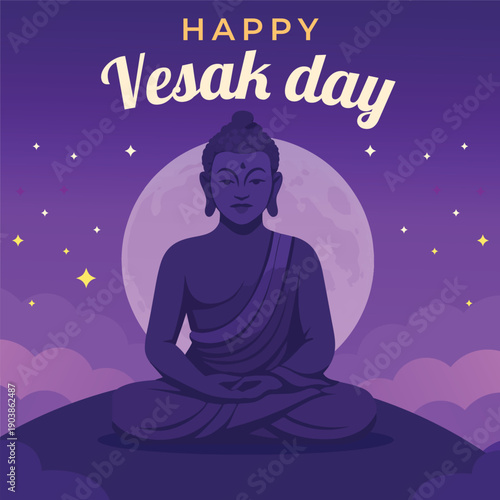 Happy vesak day celebration greeting card for wishes with joyful design