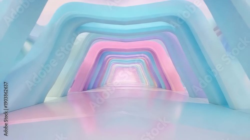 Abstract Pastel Sci-Fi Hallway Animation, Modern Pastel Architecture Technology Background
