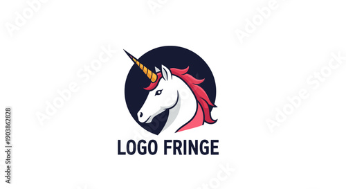 Majestic Unicorn Head with Flowing Mane, Illustrating Fantasy and Magic, Isolated White Background.