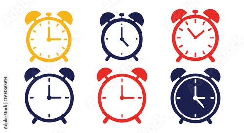 Alarm Clock Line art color flat design