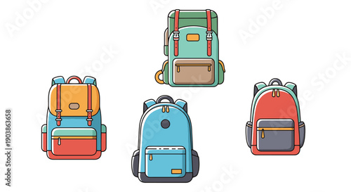 Backpack Line art color modern style