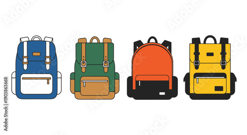 Backpack Line art creative concept