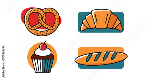 Bakery Sign Line art color flat design