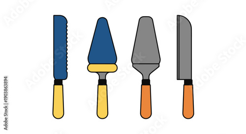 Cake Knife Line art colorful digital illustration