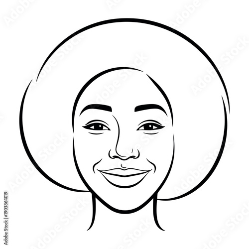 Beautiful woman portrait with afro hairstyle smiling naturally