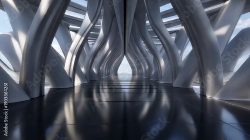 Futuristic Metallic Abstract Architecture Motion Background