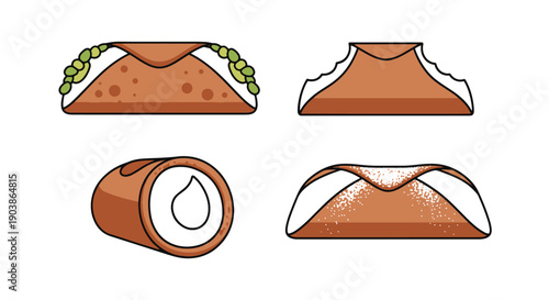 Cannoli Line art creative concept