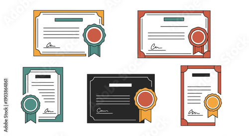 Certificate Line art digital illustration