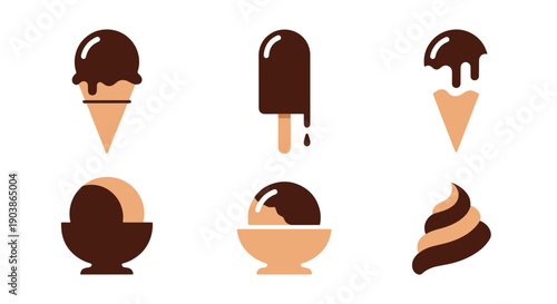 Chocolate Ice Cream line art digital illustration